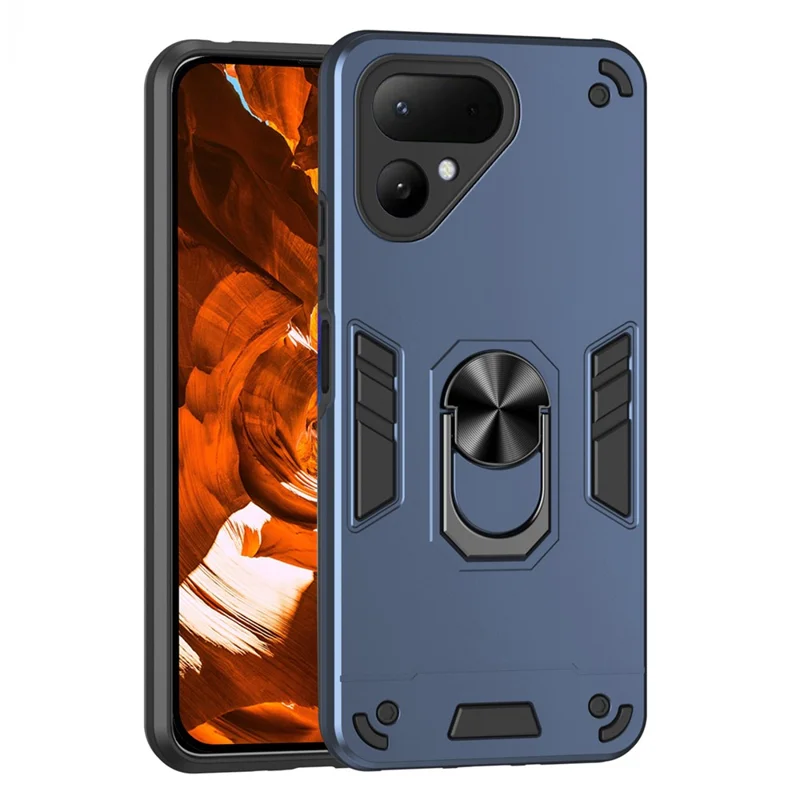 For TECNO Pova Curve 2 5G Case PC + TPU Drop Defend Phone Cover with Ring Kickstand - Blue