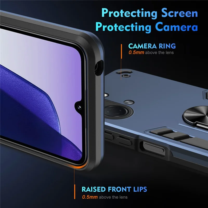 Case For TECNO Spark Go 3  /  Pop 20 4G PC + TPU Drop Defend Phone Cover with Ring Kickstand - Blue