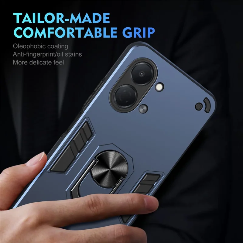 Case For TECNO Spark Go 3  /  Pop 20 4G PC + TPU Drop Defend Phone Cover with Ring Kickstand - Blue