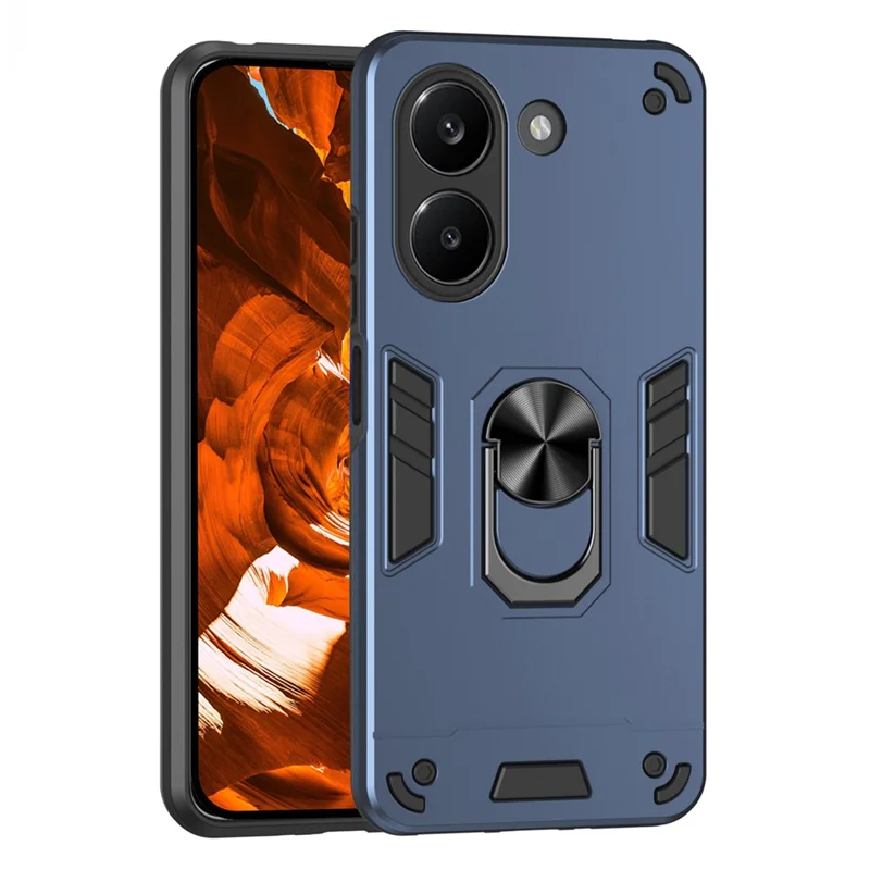 Case For Xiaomi Poco X8 Pro 5G  /  Redmi Turbo 5 5G PC + TPU Drop Defend Phone Cover with Ring Kickstand - Blue