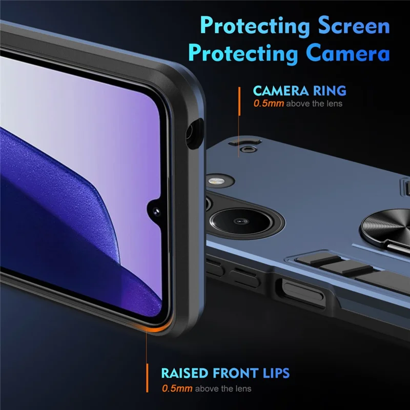 Case For Xiaomi Poco X8 Pro 5G  /  Redmi Turbo 5 5G PC + TPU Drop Defend Phone Cover with Ring Kickstand - Blue