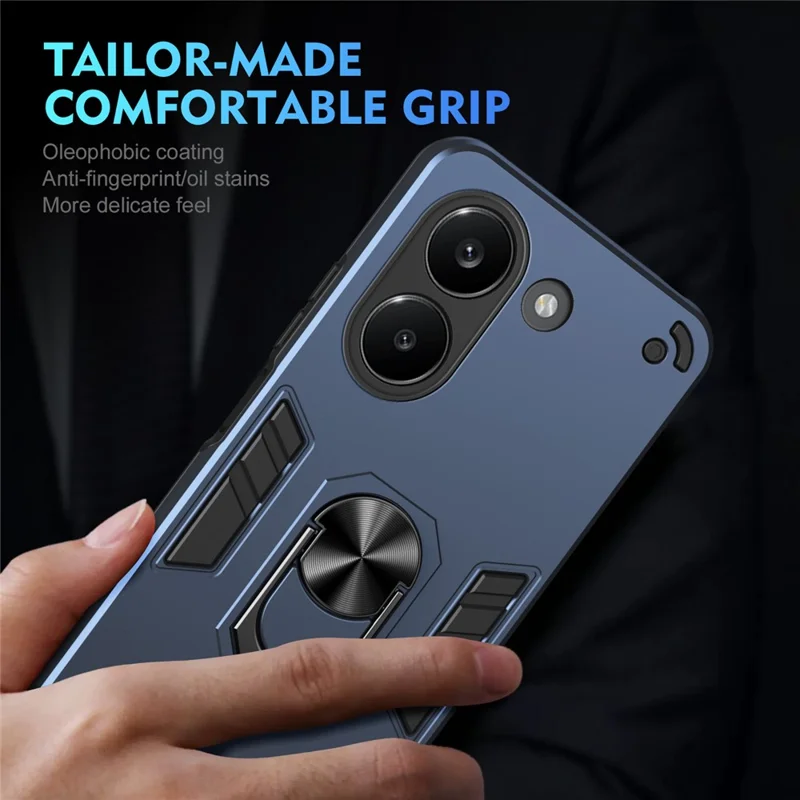 Case For Xiaomi Poco X8 Pro 5G  /  Redmi Turbo 5 5G PC + TPU Drop Defend Phone Cover with Ring Kickstand - Blue