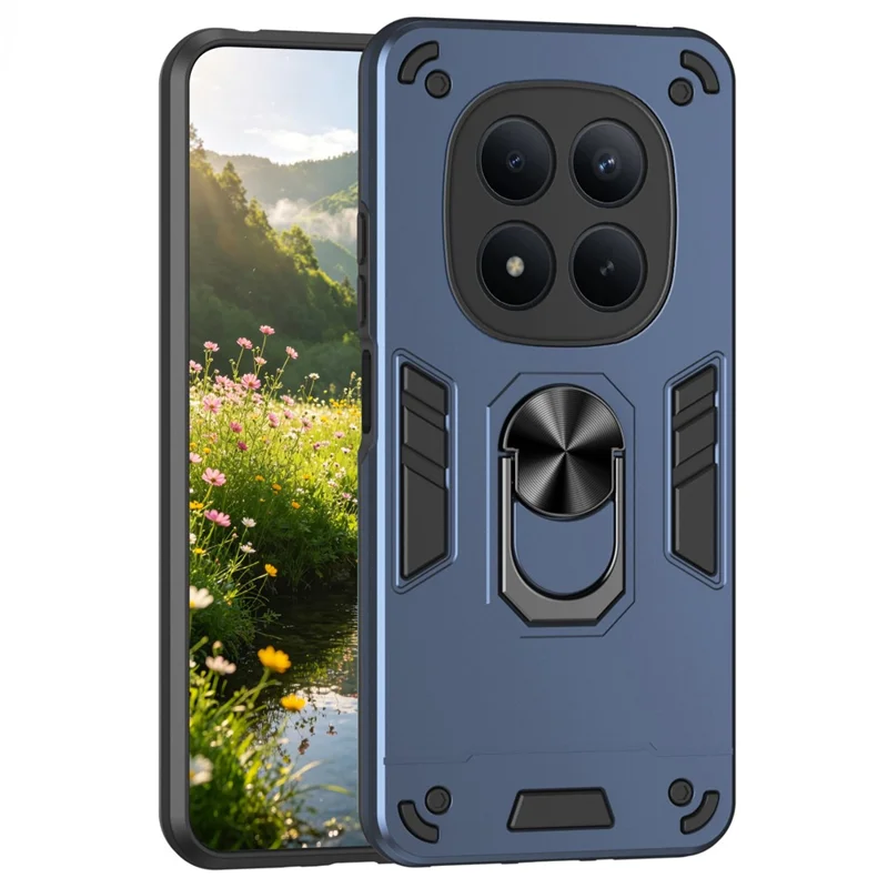 For Xiaomi Redmi Note 15 Pro 4G (Global) Case PC + TPU Drop Defend Phone Cover with Ring Kickstand - Blue