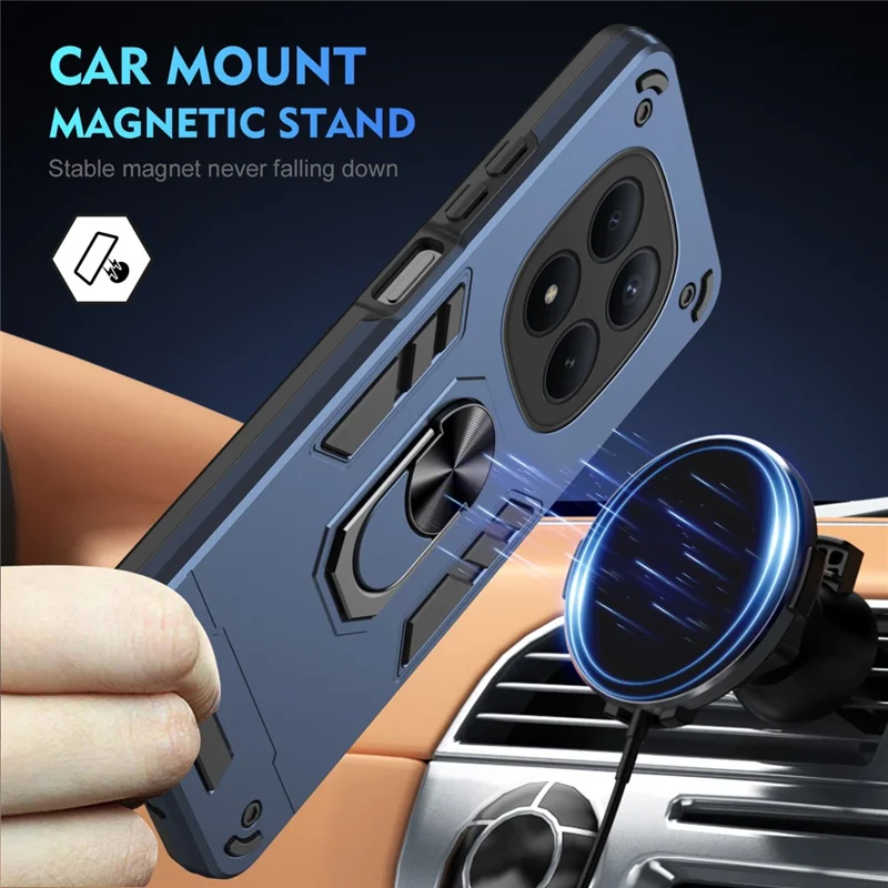 For Xiaomi Redmi Note 15 Pro 4G (Global) Case PC + TPU Drop Defend Phone Cover with Ring Kickstand - Blue