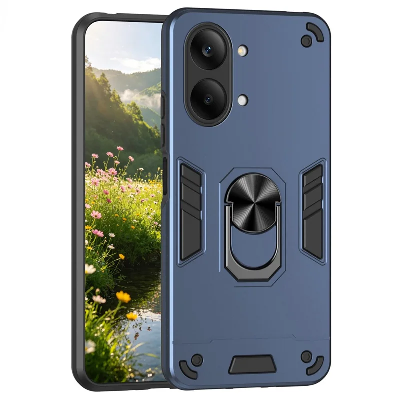 Case For Xiaomi Poco X8 Pro Max 5G  /  Redmi Turbo 5 Max 5G PC + TPU Drop Defend Phone Cover with Ring Kickstand - Blue