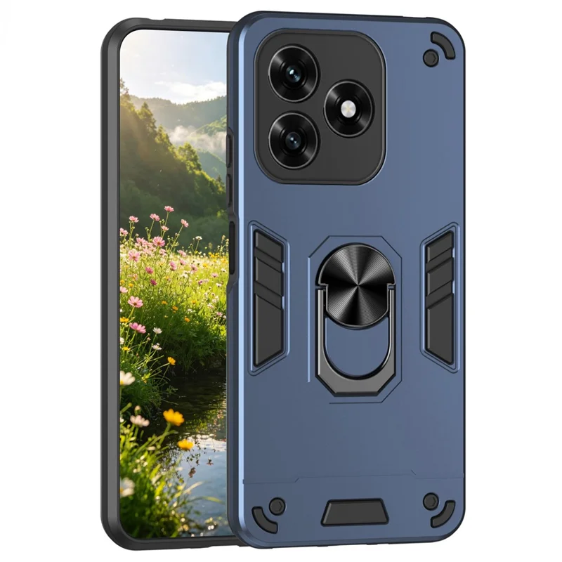 Case For Honor X5c 4G / X5c 4G Plus 4G PC + TPU Drop Defend Phone Cover with Ring Kickstand - Blue