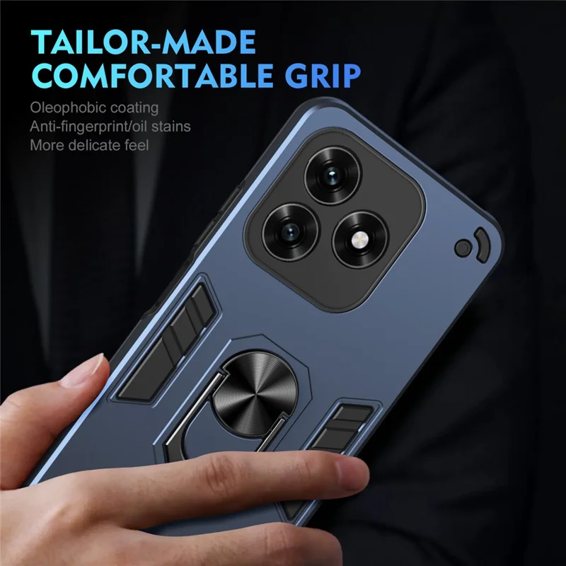 Case For Honor X5c 4G / X5c 4G Plus 4G PC + TPU Drop Defend Phone Cover with Ring Kickstand - Blue