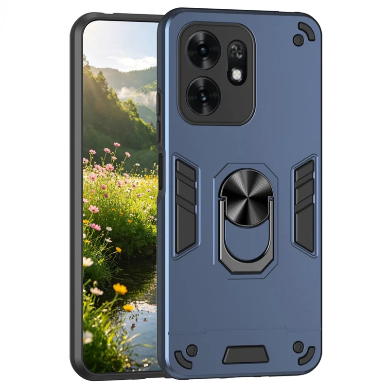For Honor X6d 5G Case PC + TPU Drop Defend Phone Cover with Ring Kickstand - Blue