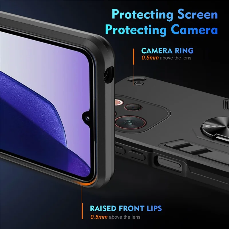 Case For vivo V70 Elite 5G  /  V70 5G PC + TPU Drop Defend Phone Cover with Ring Kickstand - Black