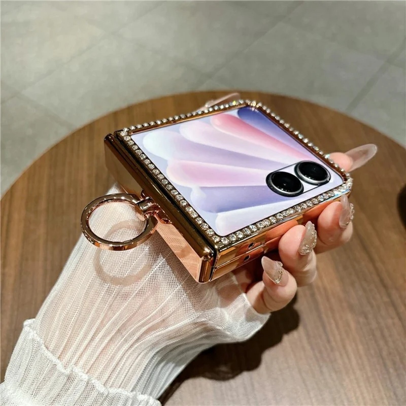 Cover per Honor Magic V Flip 2 con Supporto per Anello, Cover Rigida in PC con Texture a Onda, con Pellicola Protettiva Posteriore - Grigio