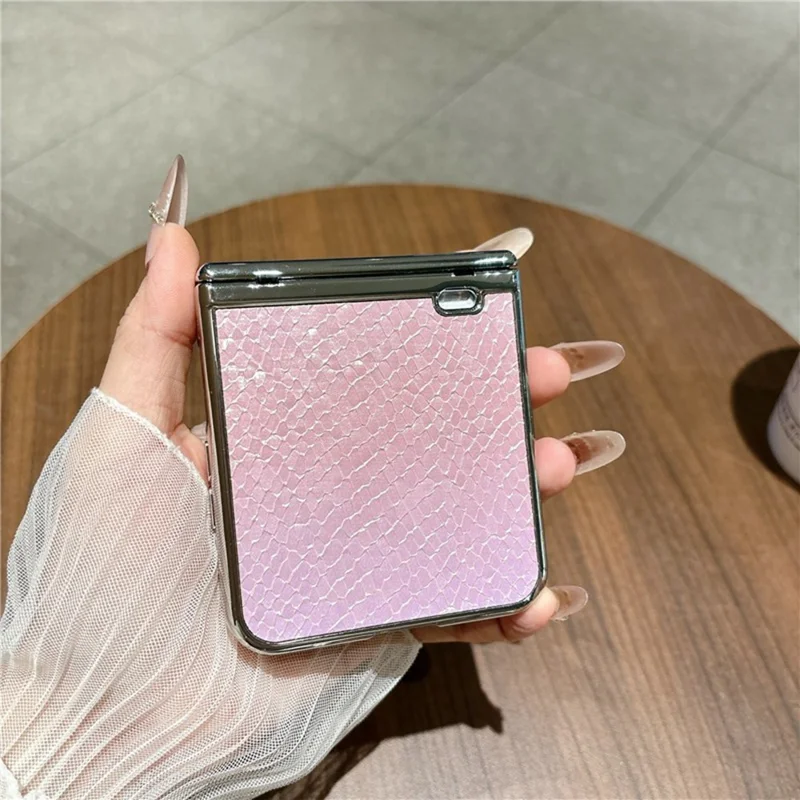 Cover per Honor Magic V Flip 2 con Strass e Motivo a Pelle di Serpente, Custodia a Libro Resistente in PC - Viola