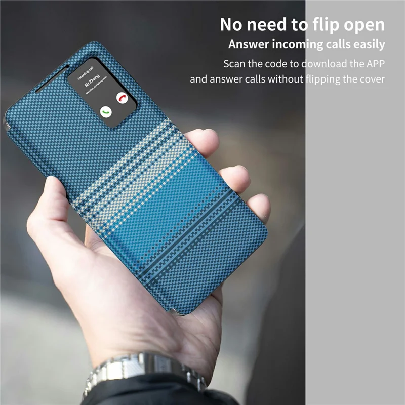 Leather Case for Samsung Galaxy A26 5G  /  A17 5G  /  A17 4G Card Slot View Window Gradient Color Checkered Pattern Phone Cover - Blue