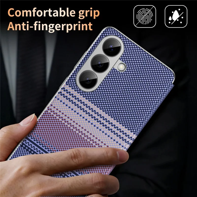 For Samsung Galaxy A56 5G  /  A36 5G Case Card Slot View Window Gradient Color Checkered Pattern Leather Phone Cover - Lavender Purple