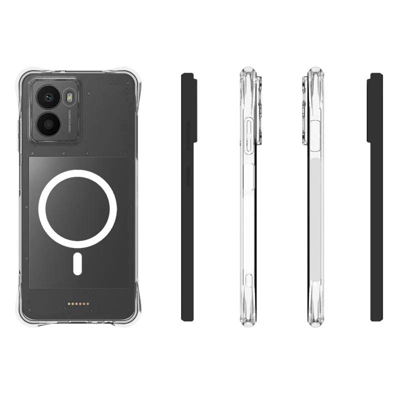 Achat en vrac pour HMD Fusion 5G Étui magnétique TPU anti-chute, coque arrière transparente