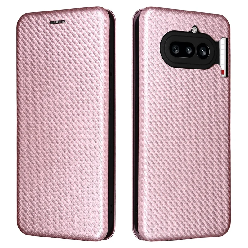 For Nothing Phone (4a) Case Carbon Fiber Texture Drop-Proof PU Leather Phone Cover - Rose Gold