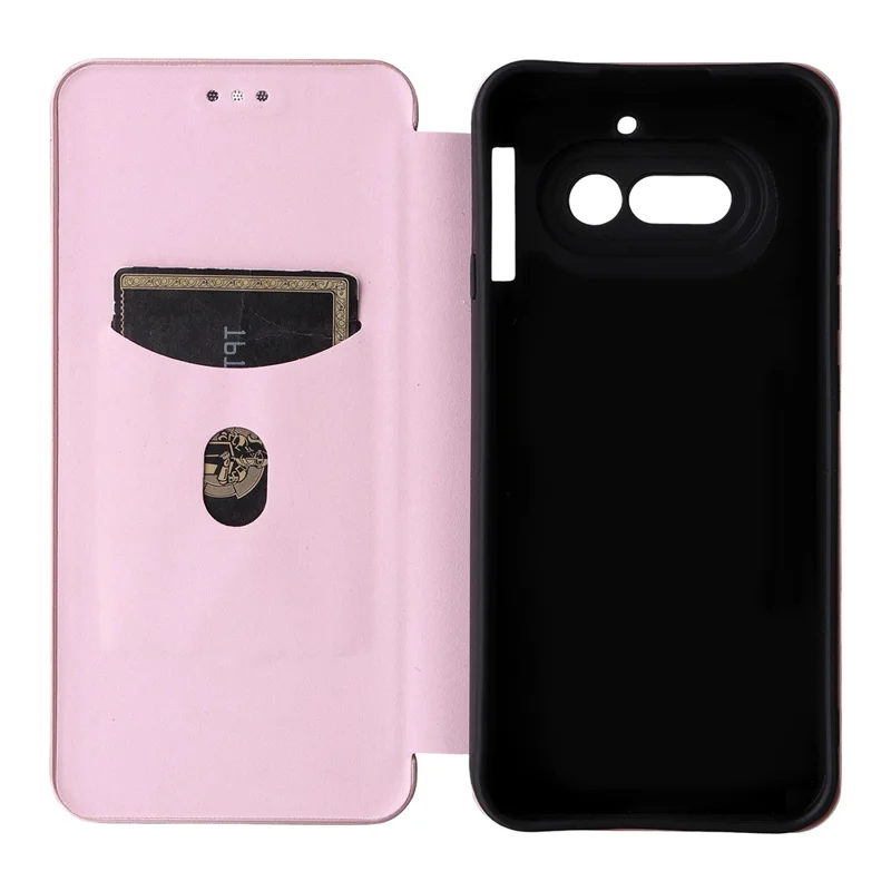 For Nothing Phone (4a) Case Carbon Fiber Texture Drop-Proof PU Leather Phone Cover - Rose Gold