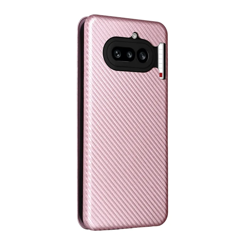 For Nothing Phone (4a) Case Carbon Fiber Texture Drop-Proof PU Leather Phone Cover - Rose Gold