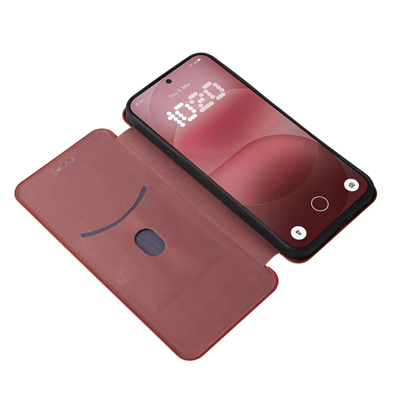 For Nothing Phone (4a) Pro Case Carbon Fiber Texture Drop-Proof PU Leather Phone Cover - Brown