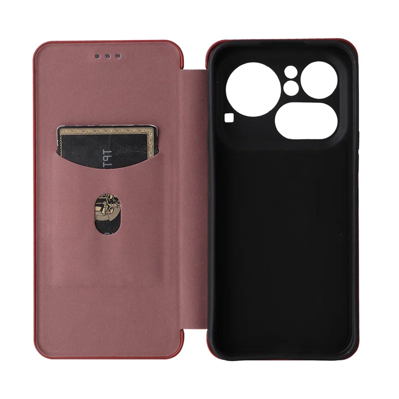 For Nothing Phone (4a) Pro Case Carbon Fiber Texture Drop-Proof PU Leather Phone Cover - Brown