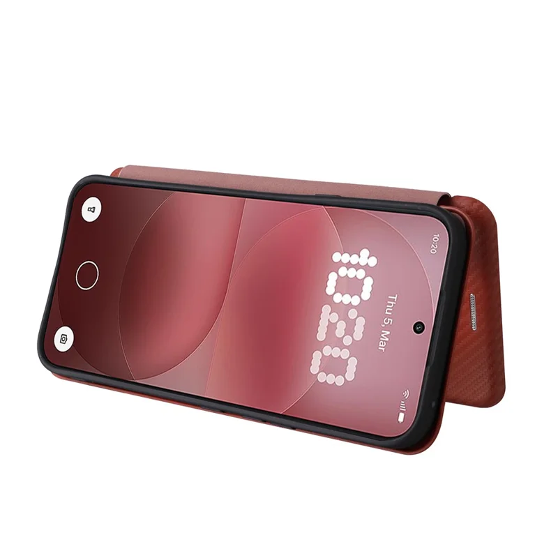 For Nothing Phone (4a) Pro Case Carbon Fiber Texture Drop-Proof PU Leather Phone Cover - Brown