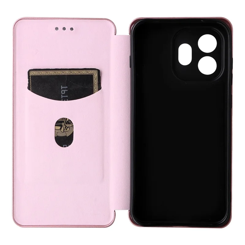 For OnePlus 15T 5G Case Carbon Fiber Texture Drop-Proof PU Leather Phone Cover - Rose Gold