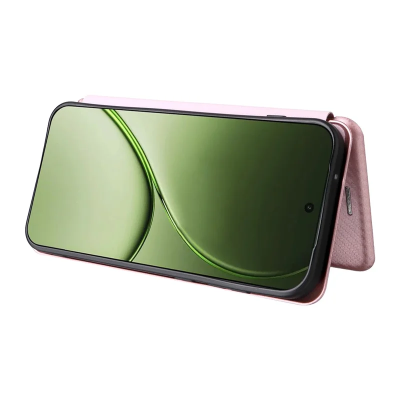 For OnePlus 15T 5G Case Carbon Fiber Texture Drop-Proof PU Leather Phone Cover - Rose Gold