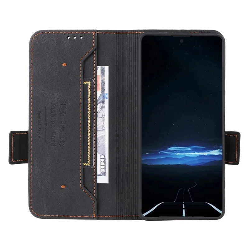 Чехол-книжка для Sony Xperia 1 VIII, черный, из искусственной кожи с металлическим декором, с отделением для карт и деньгами