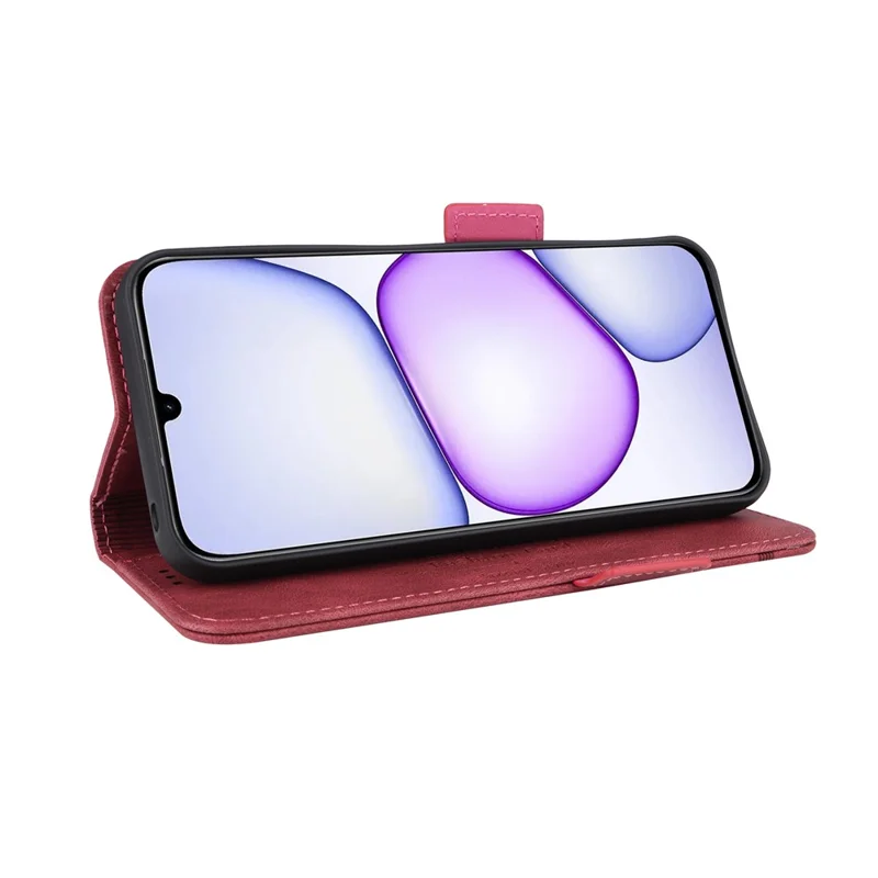 Etui na Realme P4 Power 5G / C83 5G, skórzane etui portfelowe z dekoracją metalową - Różowe