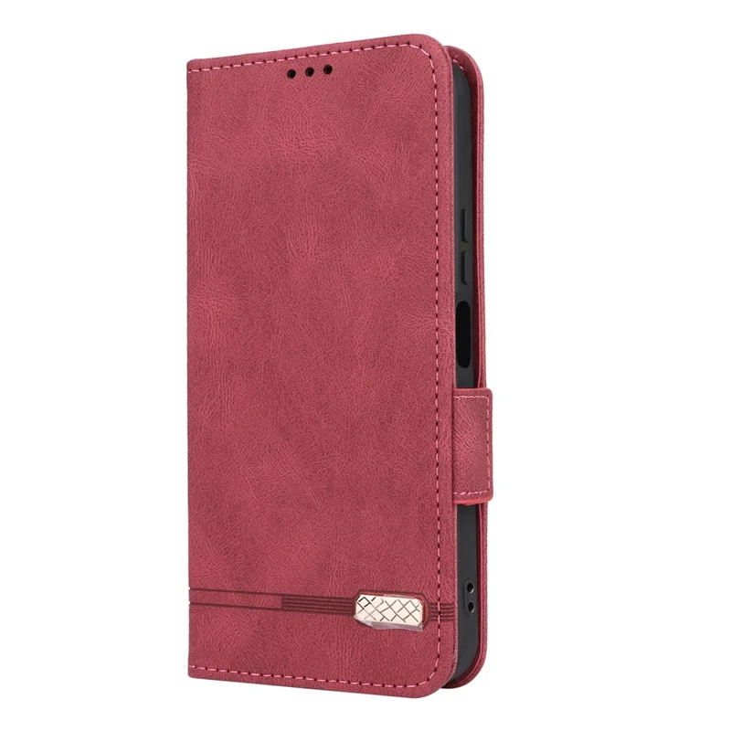 Etui na Realme P4 Power 5G / C83 5G, skórzane etui portfelowe z dekoracją metalową - Różowe