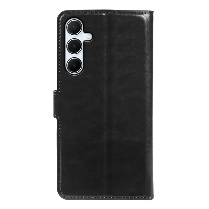 For Samsung Galaxy A55 5G Wallet Case Crazy Horse Texture Leather Flip Phone Cover with Magnetic Closure - Black