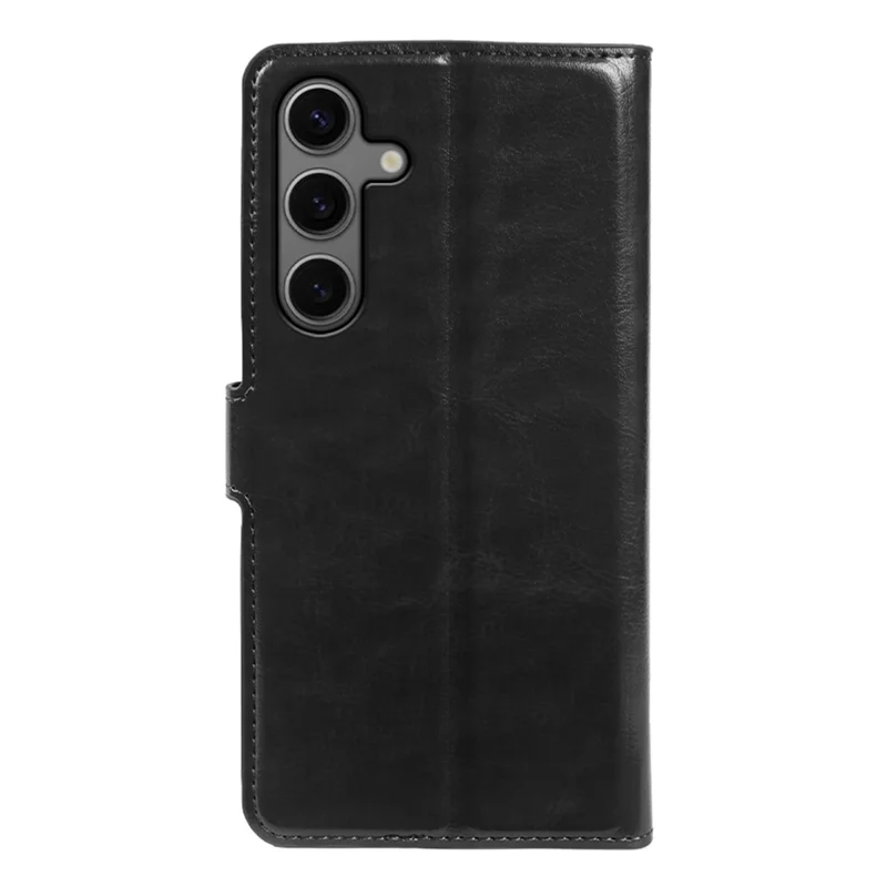 Étui portefeuille pour Samsung Galaxy S24, housse rabattable en cuir texturé cheval sauvage avec fermeture magnétique - Noir