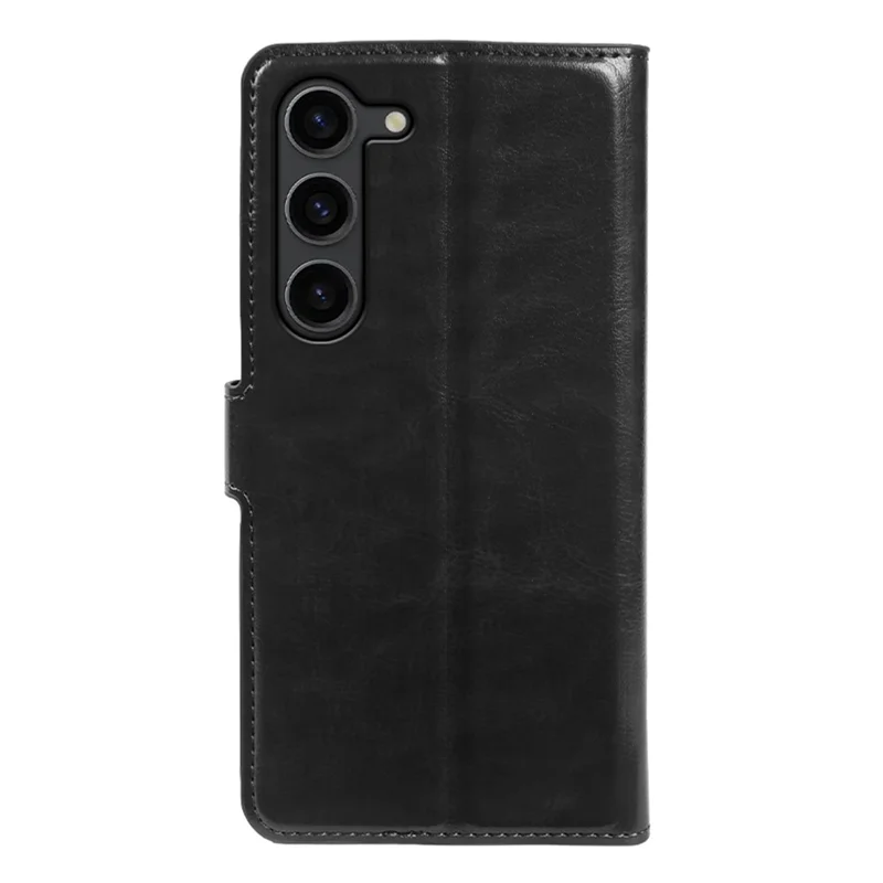 Til Samsung Galaxy S23+ tegnebogstaske med crazy horse-struktur, læderlågefodral med magnetlukning - Sort
