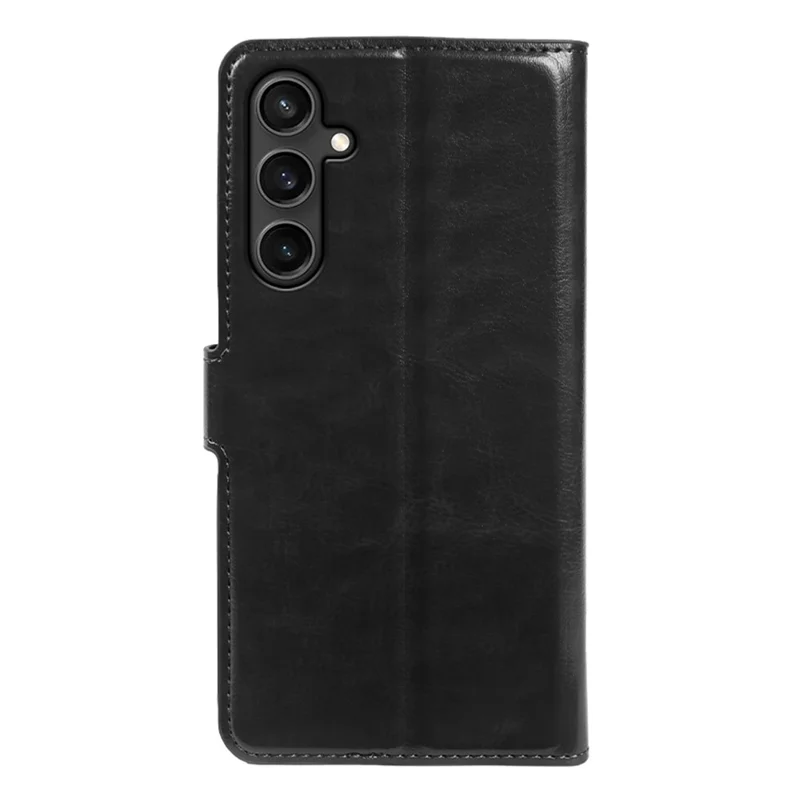 For Samsung Galaxy S23 FE Wallet Case Crazy Horse Texture Leather Flip Phone Cover with Magnetic Closure - Black