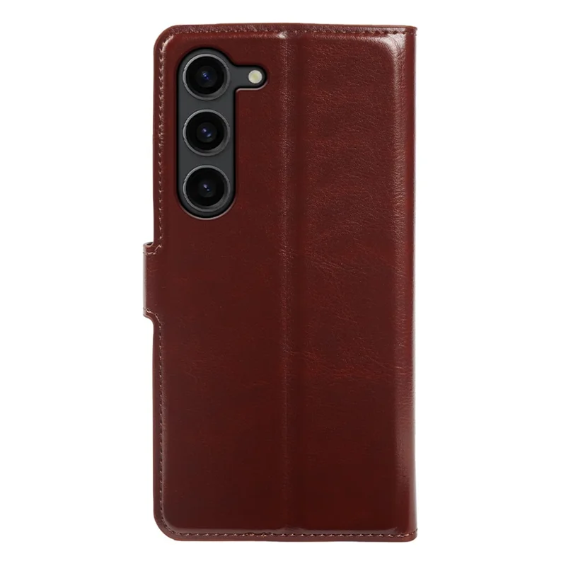 For Samsung Galaxy S23 Wallet Case Crazy Horse Texture Leather Flip Phone Cover with Magnetic Closure - Brown