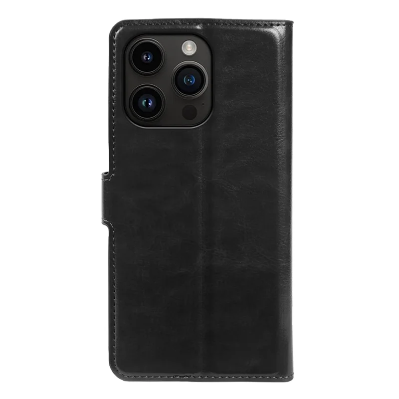 Cover per iPhone 14 Pro con Portafoglio in Pelle Effetto Cavallo Impazzito, Custodia a Libro con Chiusura Magnetica - Nero