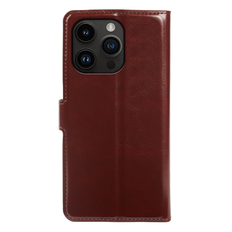 Étui portefeuille pour iPhone 14 Pro Max, housse à rabat en cuir texturé cheval sauvage avec fermeture magnétique - Marron