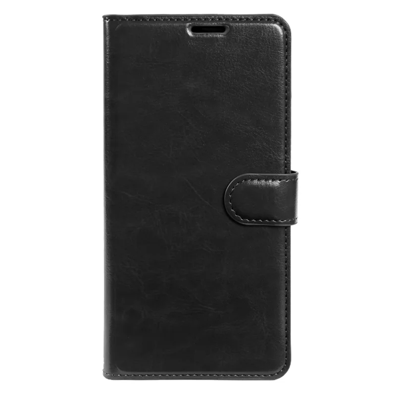 Coque portefeuille pour iPhone 15 Plus, housse à rabat en cuir texturé Crazy Horse avec fermeture magnétique - Noir