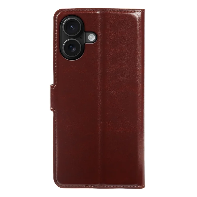 Flip-Handytasche für iPhone 16 mit Geldbörse, Crazy-Horse-Leder-Optik, magnetischer Verschluss – Braun