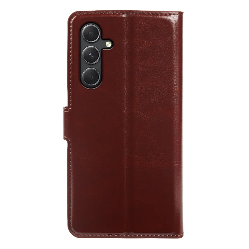 For Samsung Galaxy A34 5G Wallet Case Crazy Horse Texture Leather Flip Phone Cover with Magnetic Closure - Brown