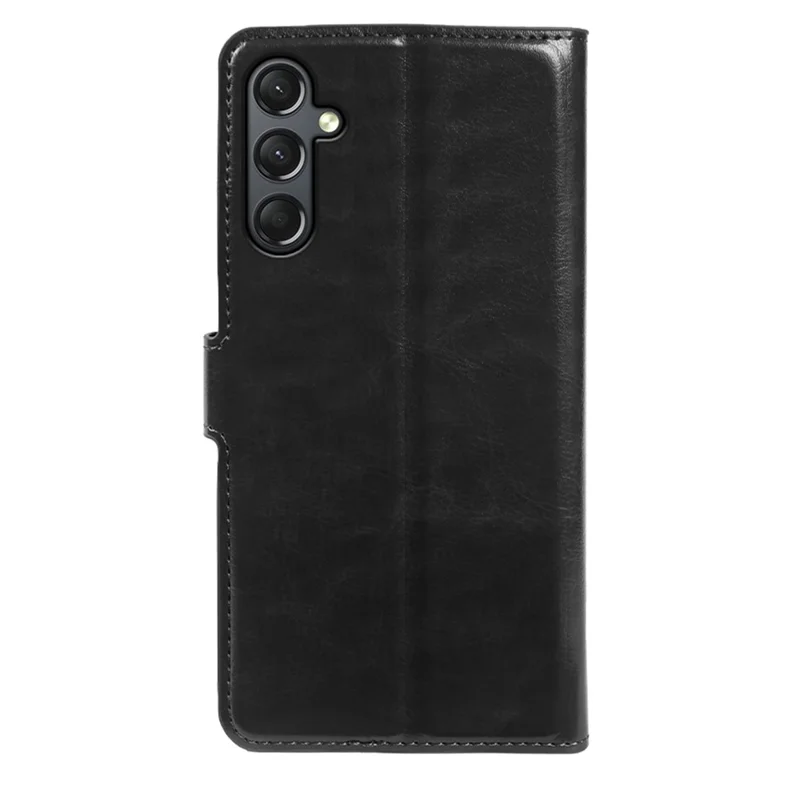 For Samsung Galaxy A24 5G Wallet Case Crazy Horse Texture Leather Flip Phone Cover with Magnetic Closure - Black