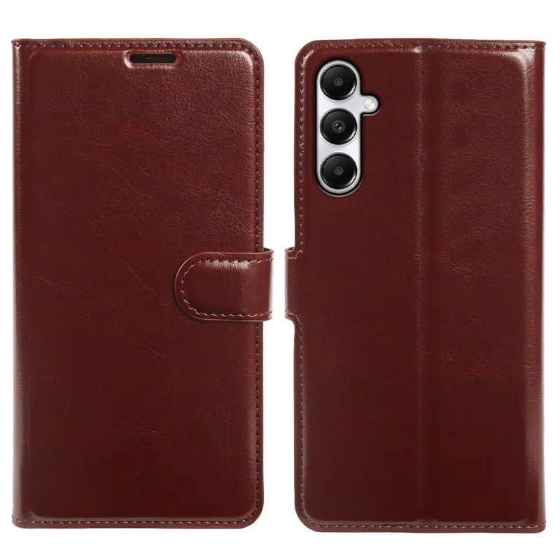 For Samsung Galaxy A05s 4G Wallet Case Crazy Horse Texture Leather Flip Phone Cover with Magnetic Closure - Brown