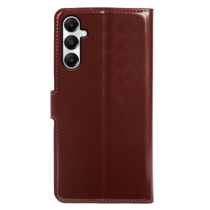 For Samsung Galaxy A05s 4G Wallet Case Crazy Horse Texture Leather Flip Phone Cover with Magnetic Closure - Brown