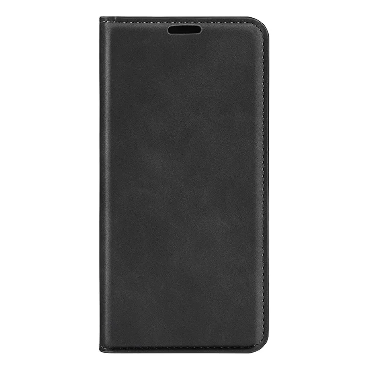 For Honor X8 5G Skin-touch Feeling Magnetic Auto-absorbed Phone Stand Case PU Leather Folio Flip Wallet Cover - Schwarz