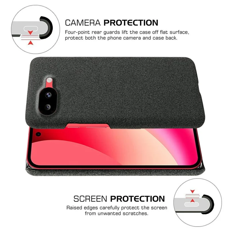 For Google Pixel 10a Phone Case Cloth Texture Anti-Scratch Protective PC Back Cover - Black