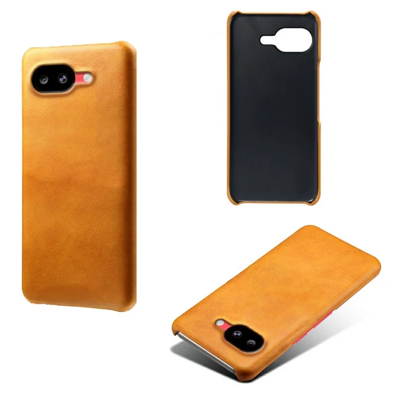 For Google Pixel 10a Case Calf Texture PU Leather Hard PC Protective Phone Cover - Orange
