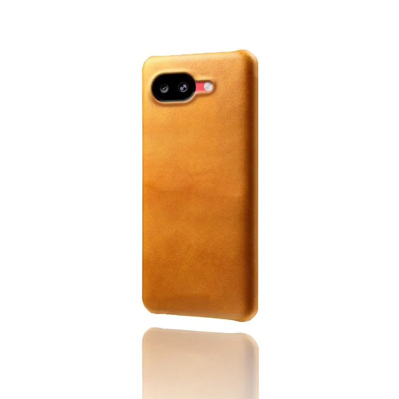 For Google Pixel 10a Case Calf Texture PU Leather Hard PC Protective Phone Cover - Orange