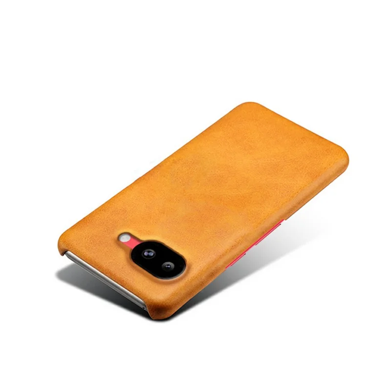 For Google Pixel 10a Case Calf Texture PU Leather Hard PC Protective Phone Cover - Orange