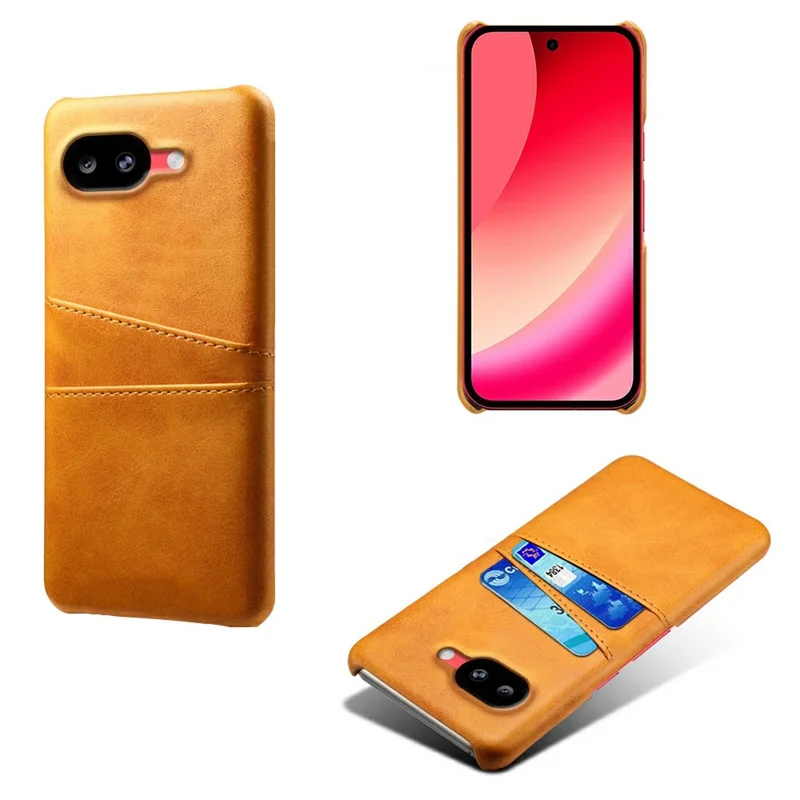 For Google Pixel 10a Case Dual Card Slots PU Leather + Hard PC Phone Cover - Orange