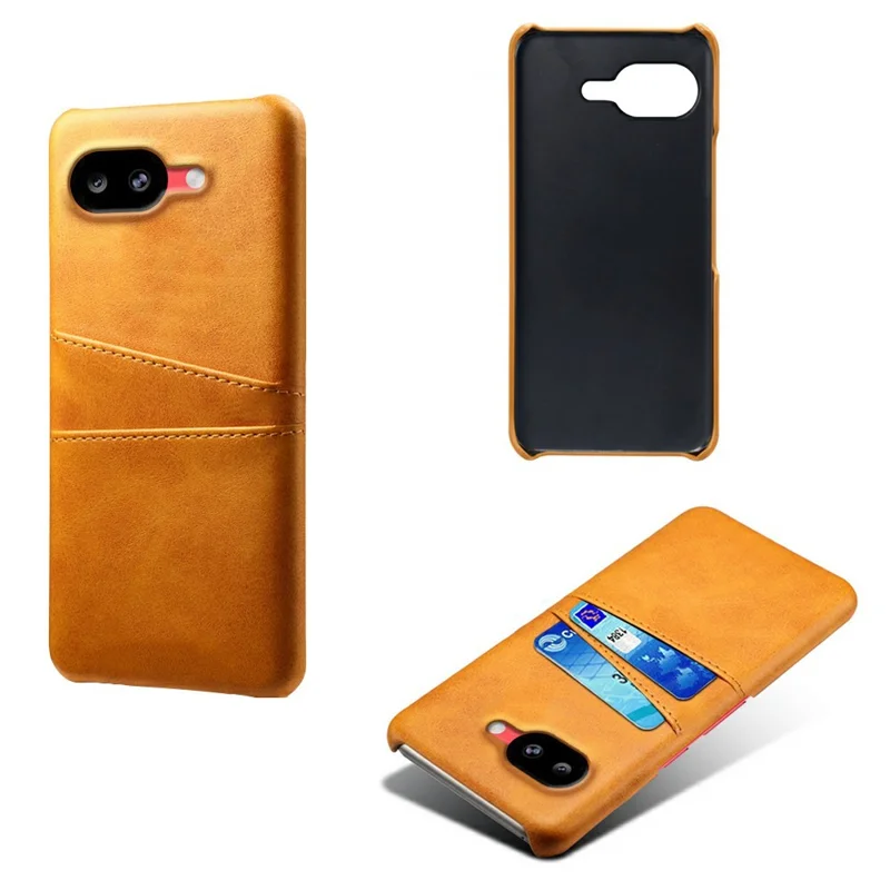For Google Pixel 10a Case Dual Card Slots PU Leather + Hard PC Phone Cover - Orange