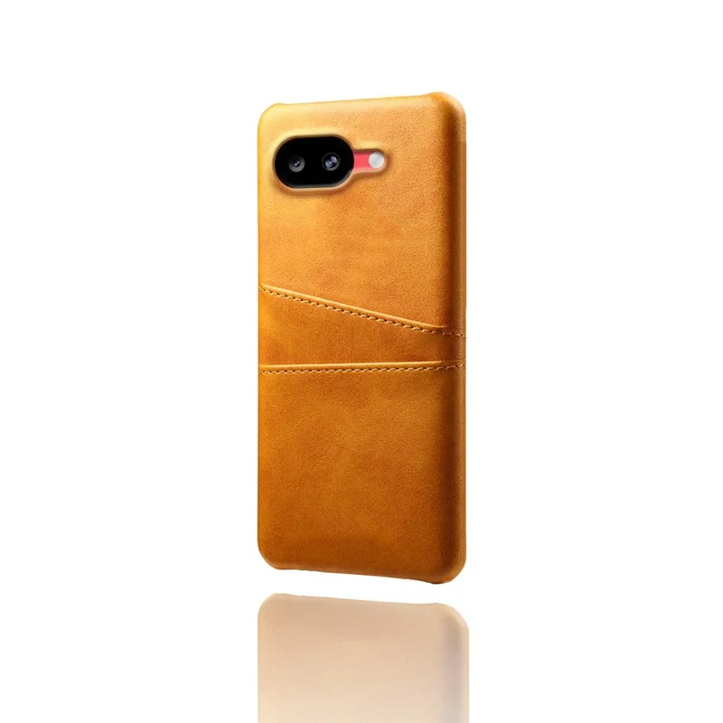For Google Pixel 10a Case Dual Card Slots PU Leather + Hard PC Phone Cover - Orange